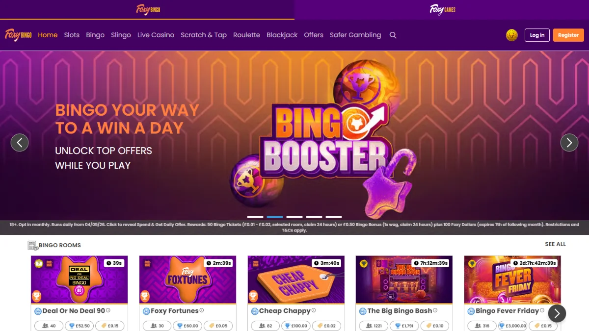 Foxy Bingo homepage