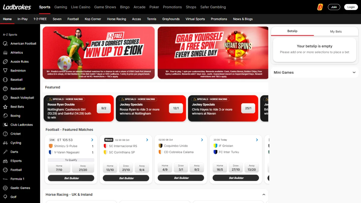 Ladbrokes homepage