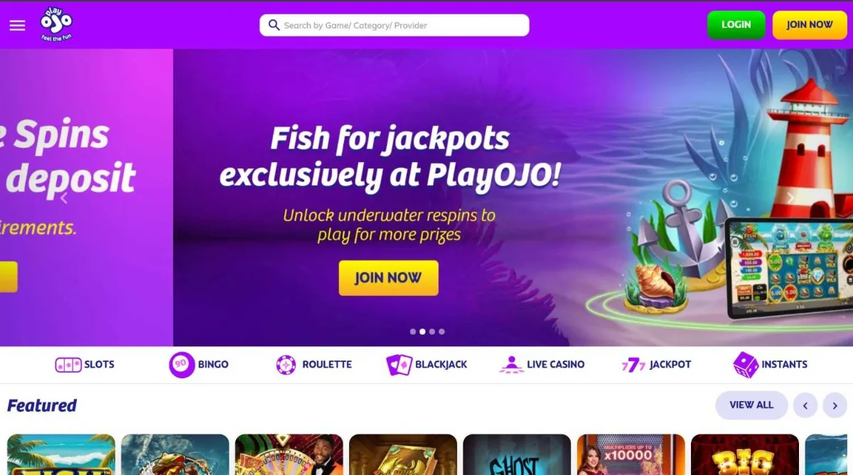 PlayOJO homepage