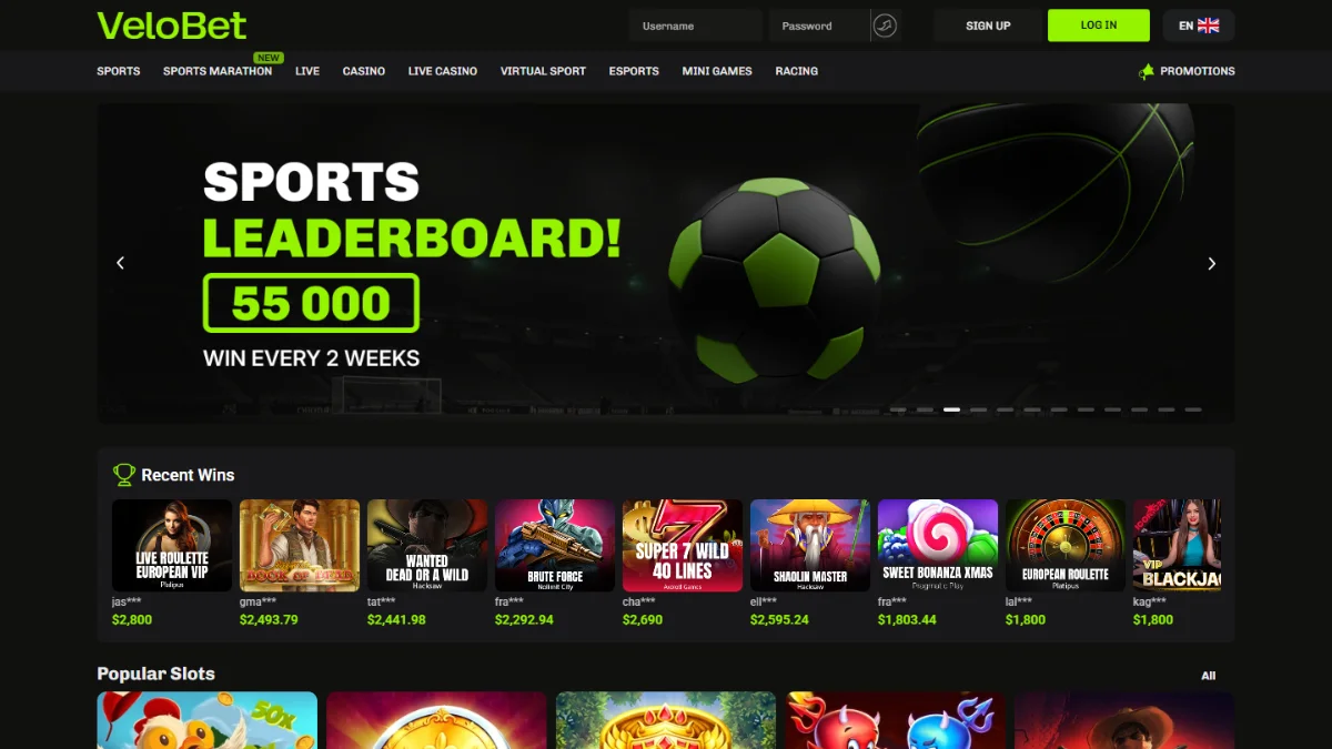 Velobet homepage