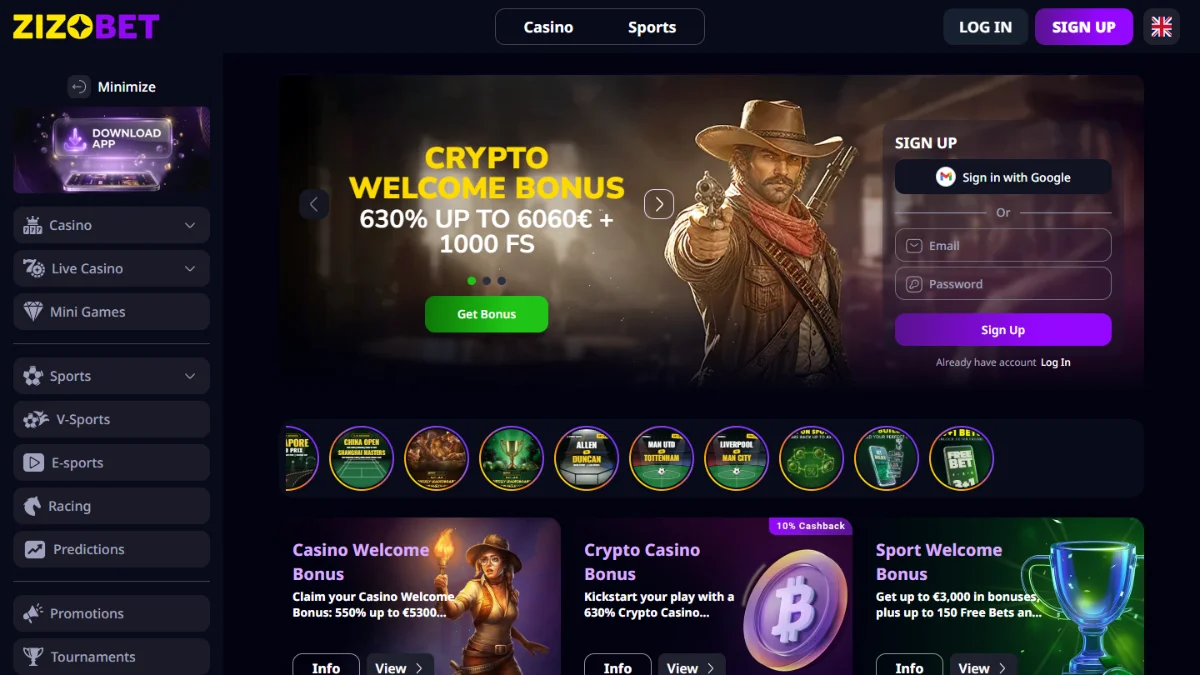 Zizobet homepage
